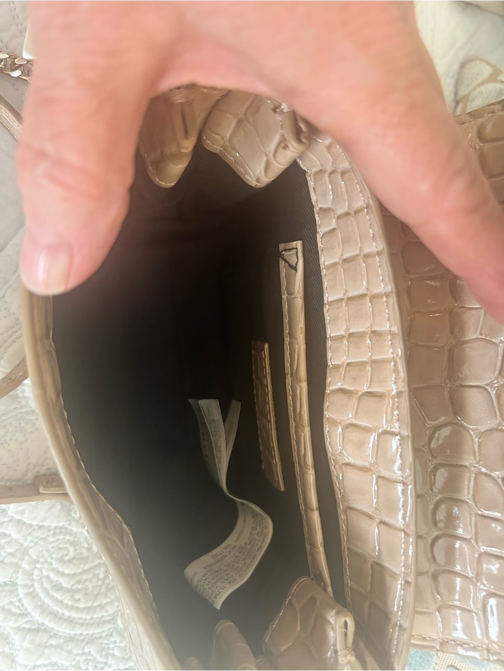 Zara Nude Croc-Embossed Mini Top Handle Bag with Chain Strap - Picture 4 of 8
